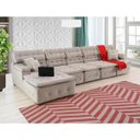 Ver imagem 1 de Sofá Orlando 4.20x1.50m com Chaise, Retrátil e Reclinável - Avelã