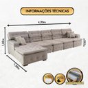 Ver imagem 2 de Sofá Orlando 4.20x1.50m com Chaise, Retrátil e Reclinável - Avelã