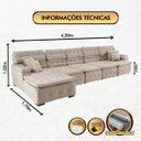Ver imagem 2 de Sofá Orlando 4.20x1.70m com Chaise, Retrátil e Reclinável - Bege