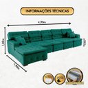 Ver imagem 2 de Sofá Orlando 4.20x1.90m com Chaise, Retrátil e Reclinável - Verde