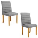 Ver imagem 1 de Kit 2 Cadeiras de Sala de Jantar Estofadas Veiga Madeira Maciça Linho Cinza G78 - Gran Belo Cadeira