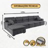 Sofá Orlando 4.20x2.10m com Chaise, Retrátil e Reclinável - Chumbo - 2