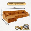 Ver imagem 2 de Sofá Orlando 4.20x2.10m com Chaise, Retrátil e Reclinável - Terra