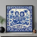 Ver imagem 1 de Quadro Umbanda Candomblé Ibeji 33x33cm Mold Preta