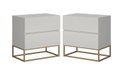 Ver imagem 1 de Conjunto 2 Mesa de Cabeceira Estilo Industrial 2 Gavetas Eros 45 Base Dourado:off White