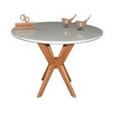 Ver imagem 1 de Mesa Jantar Pandora Tampo Redondo Laca com Vidro 100cm Off White