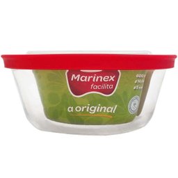 Pote Redondo De Vidro 600ml Pequeno com Tampa Plástica Facilitá Marinex - 1