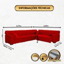 Ver imagem 2 de Sofá Magno 3.77x2.57m de Canto, Retrátil e Reclinável - Vermelho
