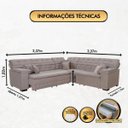 Ver imagem 2 de Sofá Magno 2.37x2.37m de Canto, Retrátil e Reclinável - Avelã