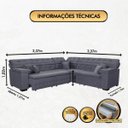 Ver imagem 2 de Sofá Magno 2.37x2.37m de Canto, Retrátil e Reclinável - Chumbo