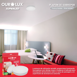 Luminária Plafon Superled Sobrepor 24w Bivolt 2700k Redondo - Ourolux - 4