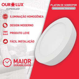 Luminária Plafon Superled Sobrepor 24w Bivolt 2700k Redondo - Ourolux - 2