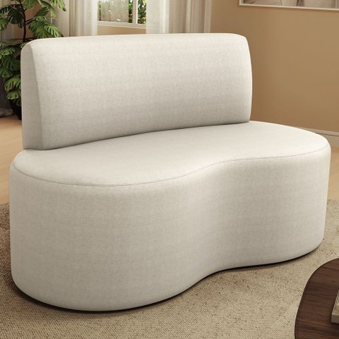 Sofá 2 Lugares 140cm Orgânico para Sala de Estar Living Larissa L02 Facto Dunas Pérola - Lyam Decor