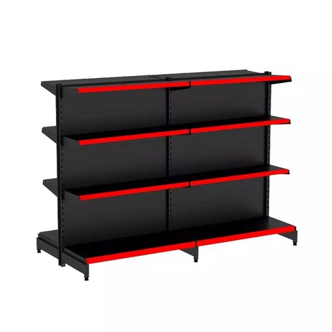Gondola Centro 137 Fit Ate 2 Metros Preto 16 Bandeja Pe Vermelho