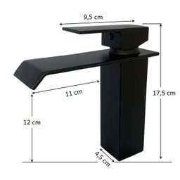 Torneira Banheiro Monocomando Cascata Bica Baixa Preta - 2