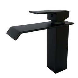 Torneira Banheiro Monocomando Cascata Bica Baixa Preta - 1