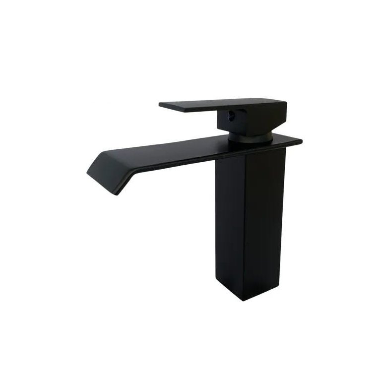 Torneira Banheiro Monocomando Cascata Bica Baixa Preta