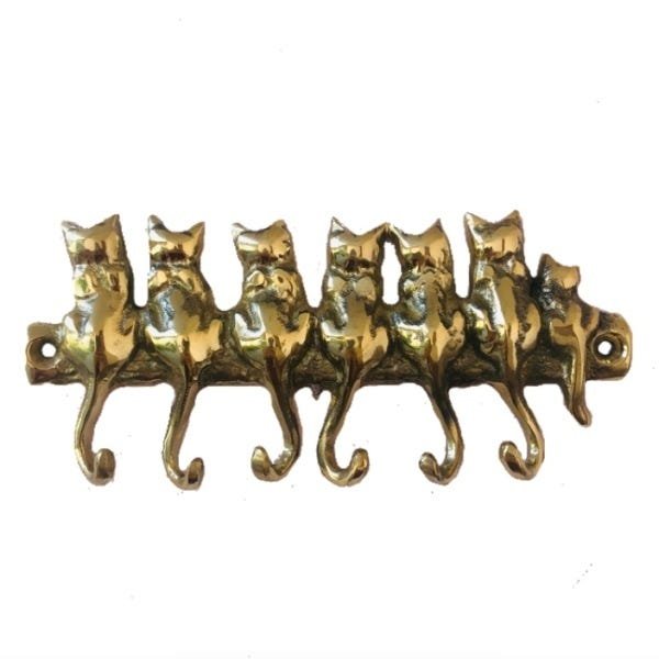 Porta Chaves Gatinho em Bronze Artesanal Decoração Casa