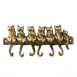Porta Chaves Gatinho em Bronze Artesanal Decoração Casa - 1