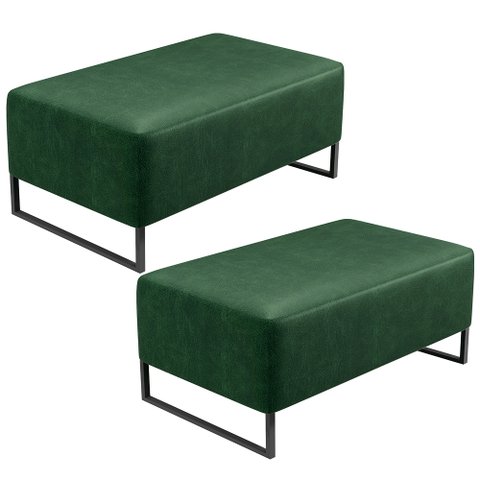 Kit 02 Puff Decorativo Para Sala De Estar Cléo W01 Base de Ferro 90cm Facto Verde Musgo - Lyam