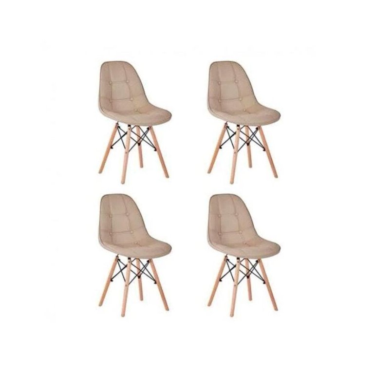 Kit 4 Cadeiras Eames Dsw Botonê - Fendi Kit 4 Cadeiras Eames Dsw Botonê - Fendi