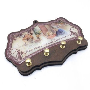 Porta Chaves Parede Jesus, Maria e José de Madeira