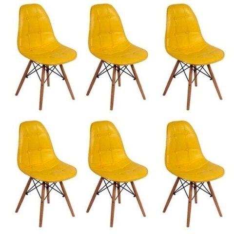 Kit 6 Cadeiras Eames Dsw Botonê - Amarela