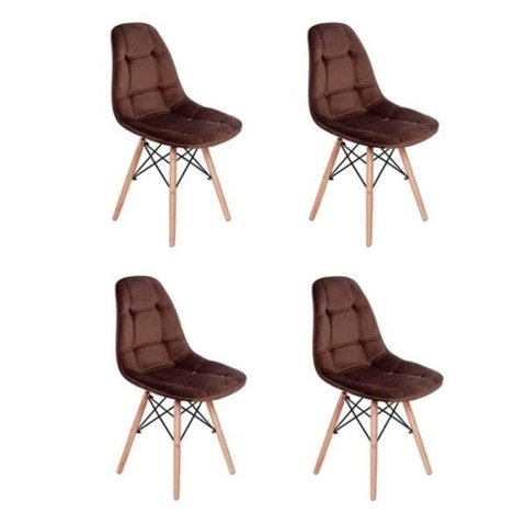 Kit 4 Cadeiras Eames Dsw Botonê - Café