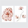 Quadro Flores Tons Vermelho Suave - Kit 2 telas Decor Arte RJ 60 x 40 cm Dourada - 2