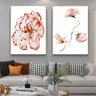 Quadro Flores Tons Vermelho Suave - Kit 2 telas Decor Arte RJ 60 x 40 cm Dourada - 1