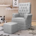 Ver imagem 2 de Kit 02 Poltronas de Amamentação e Descanso com Balanço Laís G05 Linho Cinza Escuro - Mpozenato