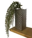 Ver imagem 1 de Vaso alto prata trabalhado com planta artificial caída