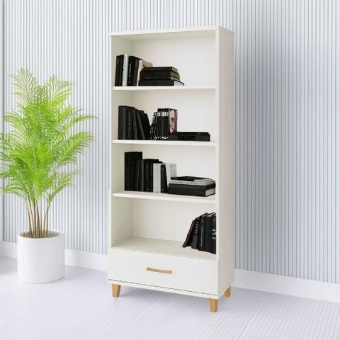 Estante Sala 77cm Prateleiras e Gaveta Dalla Costa 100% Mdf Cor:off White