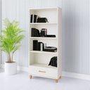 Ver imagem 1 de Estante Sala 77cm Prateleiras e Gaveta Dalla Costa 100% Mdf Cor:off White