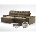 Ver imagem 6 de Sofá com Porta Copos e Carregador Usb Ret Rec Luke 2,50m Veludocristal Castor - Netsofas