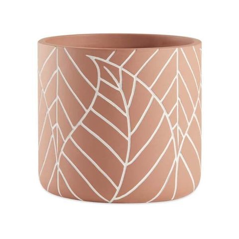 Cachepot Rose Folhas em Cerâmica G