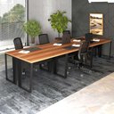 Ver imagem 1 de Mesa Trabalho Escritório 6 Pessoas 360cm Pé Metal F5 Office Cor:nogal com Preto