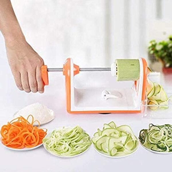 FATIADOR ESPIRAL CORTADOR RALADOR SPIRALIZER PARA MACARRAO DE LEGUMES E VEGETAIS COM 5 LAMINAS EM IN - 2