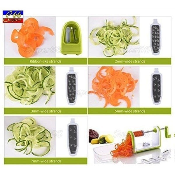 FATIADOR ESPIRAL CORTADOR RALADOR SPIRALIZER PARA MACARRAO DE LEGUMES E VEGETAIS COM 5 LAMINAS EM IN - 4