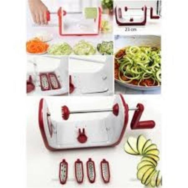 FATIADOR ESPIRAL CORTADOR RALADOR SPIRALIZER PARA MACARRAO DE LEGUMES E VEGETAIS COM 5 LAMINAS EM IN - 5