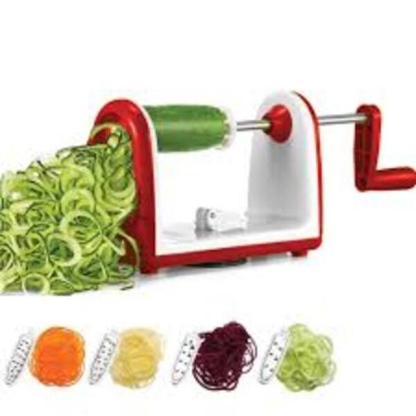 FATIADOR ESPIRAL CORTADOR RALADOR SPIRALIZER PARA MACARRAO DE LEGUMES E VEGETAIS COM 5 LAMINAS EM IN - 3