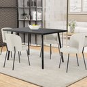 Ver imagem 2 de Kit 4 Cadeiras Sala de Jantar Estofada Gavi L02 Linho Champagne - Lyam Decor