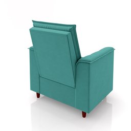 Poltrona do Papai/Vovô/Mamãe Sala de Estar Kate Pés Palito Suede Azul Turquesa - New Belle Kate Dia  - 7