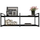 Ver imagem 2 de Prateleira Industrial Sala Estar Estante Nicho Parede Ferro Madeira Suporte Preto