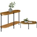 Ver imagem 1 de Kit Aparador Para Sala Estar Industrial com Mesa Centro Caramelo Nord L05 Nature Preto - Lyam Decor
