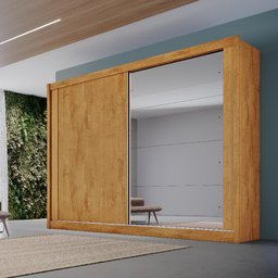 Guarda Roupa Casal 100% MDF Móveis Europa Creta 2 Portas de Correr Com Espelho - 3
