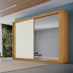 Guarda Roupa Casal 100% MDF Móveis Europa Creta 2 Portas de Correr Com Espelho - 1