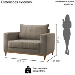 Poltrona para Sala de Estar Lion - Movenzo Estofados - 3