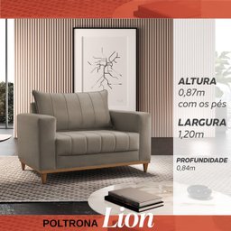 Poltrona para Sala de Estar Lion - Movenzo Estofados - 9