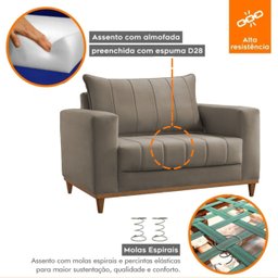 Poltrona para Sala de Estar Lion - Movenzo Estofados - 6